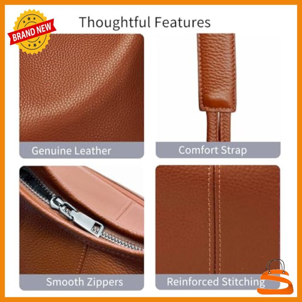 Large Genuine Leather Hobo Shoulder Bag for Work and Everyday Use - Picture 4 of 6
